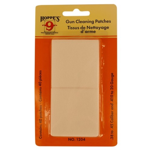 Hoppes Gun Cleaning Patches - .38-45Cal & .410-20ga