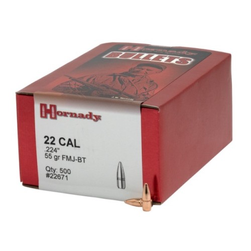 Hornady 22Cal .224 55gr FMJ-BT w/Cannelure Hornady 22Cal .224 55gr FMJ-BT w/Cannelure