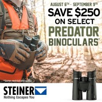 $250 STEINER PREDATOR BINOCULAR REBATE - AUG 6TH TO SEPT 9TH $250 STEINER PREDATOR BINOCULAR REBATE - AUG 6TH TO SEPT 9TH