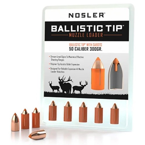 Nosler Ballistic Tip Muzzleloading 50Cal 300gr Bullets - 15PK Nosler Ballistic Tip Muzzleloading 50Cal 300gr Bullets - 15PK