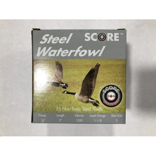 Score Waterfowl Steel 12ga 3" 1-1/8oz #3 Ammunition - 25Rd Box — North Pro Sports