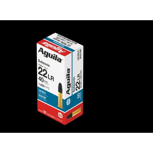 Aguila Subsonic 22LR 40gr Lead Solid Point Ammunition Aguila Subsonic 22LR 40gr Lead Solid Point Ammunition