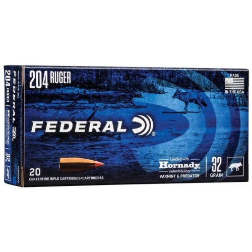 Federal Varmint & Predator 204 Ruger 32gr Hornady V-Max Ammunition