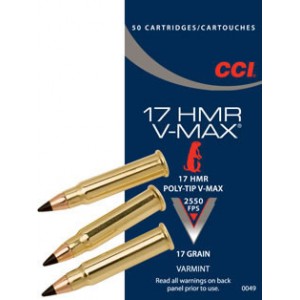 CCI 17HMR V-MAX Polymer Tip 17gr Ammunition