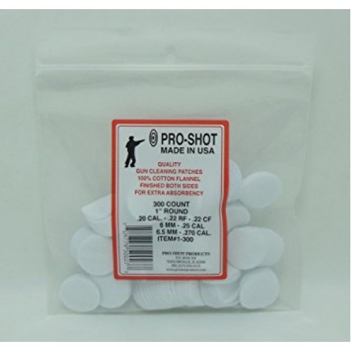 Pro-Shot 22-270 Cal 1" Round Patches - 300Ct