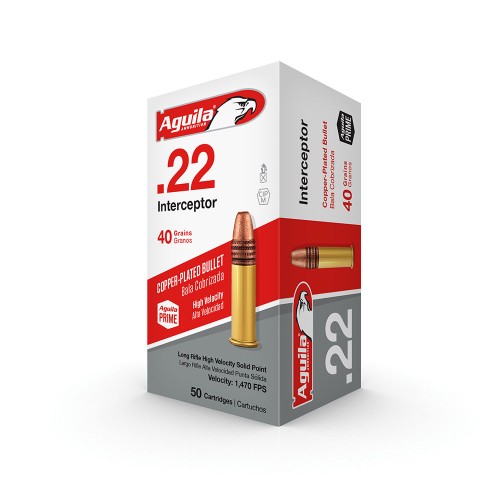 Aguila 22LR Interceptor Solid Point 40gr Ammunition