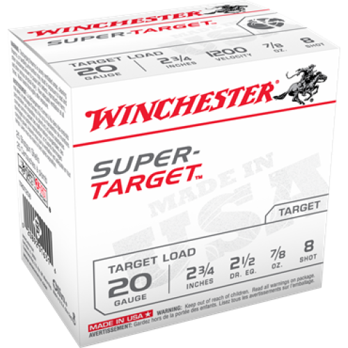 Winchester Super Target 20ga 2 3/4" #8 Ammunition - CASE Winchester Super Target 20ga 2 3/4" #8 Ammunition - CASE
