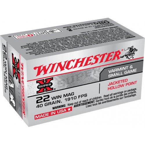 Winchester Super-X 22 Win Mag 40gr JHP Ammunition