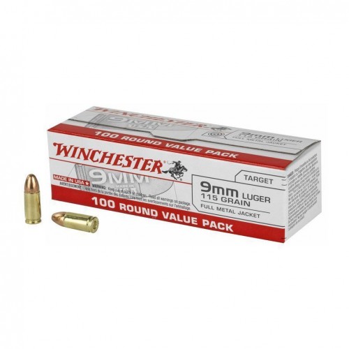 Winchester USA 9mm 115gr Ammunition - 100Rds