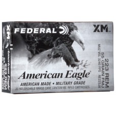 Federal American Eagle 223Rem 55gr FMJBT Ammunition