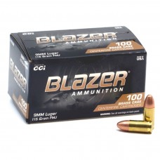 CCI Blazer Brass 9mm 115gr FMJ Ammunition - 100RDS