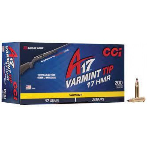 CCI A17 Varmint Tip 17HMR 17gr Ammunition - 200RDS