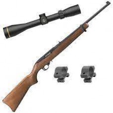 Ruger 10/22 Carbine 22LR Hardwood w/Leupold Rimfire Riflescope, Rings & Hard Case